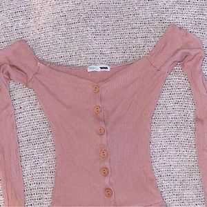 Fashion Nova      Mauve Pink Button-Up Bodysuit      Size: XS